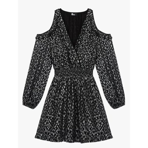 The Kooples Black & Silver Leopard-Print Cold-Shoulder Mini Dress & Buckle Belt - Picture 6 of 10